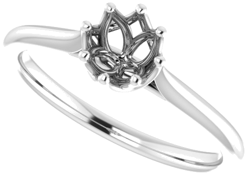 14K White 5.2 mm Round Solitaire Engagement Ring Mounting (5)