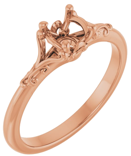 Sužadėtuvių Žiedas „Solitaire“ 585 Rožinis Aukso Round 5.2mm (1)