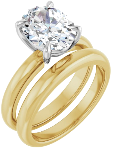 Sužadėtuvių Žiedas „Solitaire“ 585 Baltojo Ir Geltonojo Aukso Oval 10mm x 8mm (6)