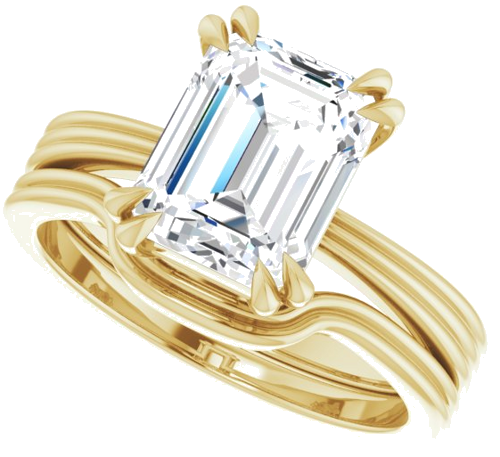 Sužadėtuvių Žiedas „Solitaire“ 585 Geltonojo Aukso Emerald 9mm x 7mm (10)