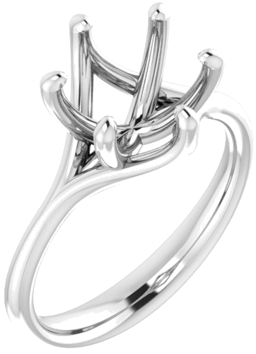 14K White 9 mm Round Engagement Ring Mounting (1)