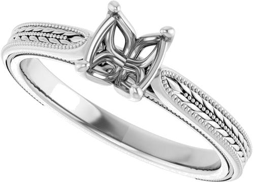 Sužadėtuvių Žiedas „Solitaire“ 14k white gold Oval 7mm x 5mm (5)