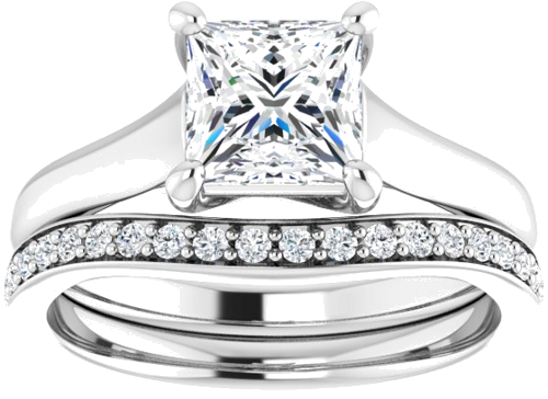 14K White 6 mm Square Solitaire Engagement Ring Mounting (8)