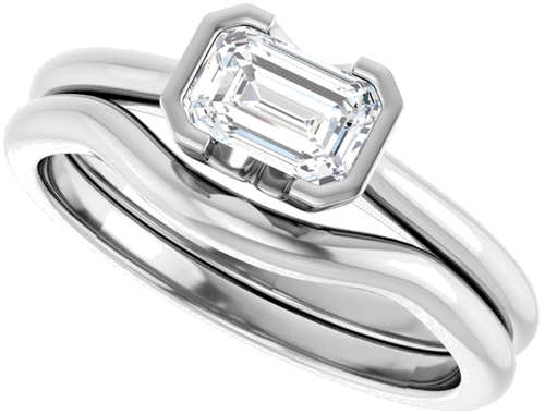 14K White 6x4 mm Emerald Solitaire Engagement Ring Mounting (10)