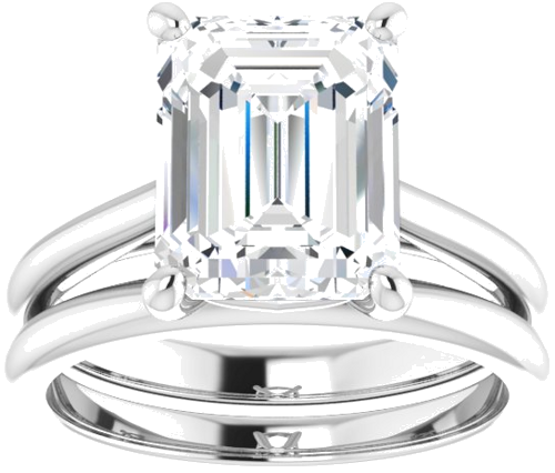 14K White 10x8 mm Emerald Solitaire Engagement Ring Mounting (8)