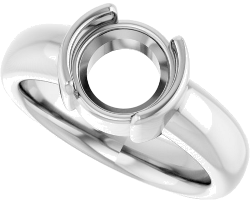 Platinum 8 mm Round Half Bezel Solitaire Engagement Ring Mounting (5)