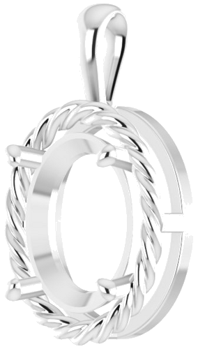 Sterling Silver  12x10 mm Oval Pendant Mounting (2)