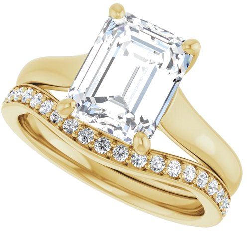 Sužadėtuvių Žiedas „Solitaire“ 585 Geltonojo Aukso Emerald 9mm x 7mm (10)