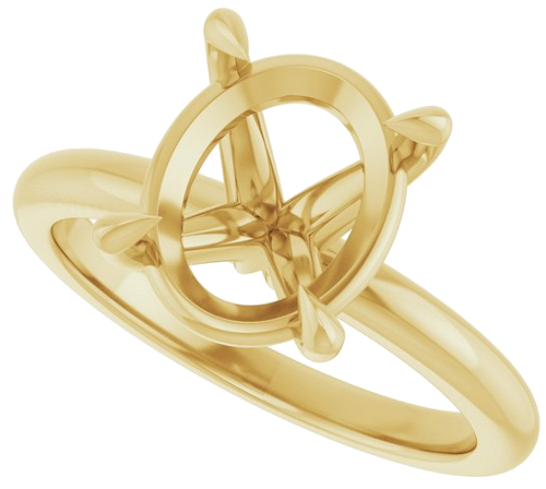 18K Yellow 11x9 mm Oval Solitaire Engagement Ring Mounting (5)