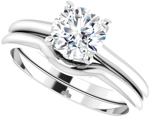 Sužadėtuvių Žiedas „Solitaire Fleur De Lis“ 585 Baltojo Aukso Round 6.5mm (10)