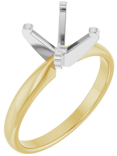 14K Yellow White 7.8-8.6 mm Round Solitaire Engagement Ring Mounting (1)