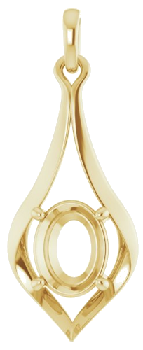 Pakabukas „Solitaire“ 585 Geltonojo Aukso Oval 9mm x 7mm (1)