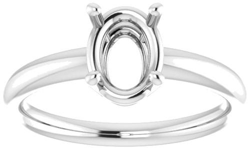14K White 8x6 mm Oval Engagement Ring Mounting (3)
