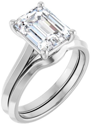 14K White 9x7 mm Emerald Solitaire Engagement Ring Mounting (6)