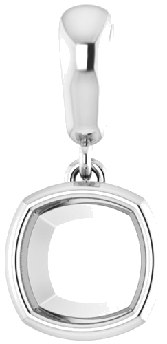 Pakabukas „Bezel-Set“ 585 Baltojo Aukso Cushion 6mm (1)