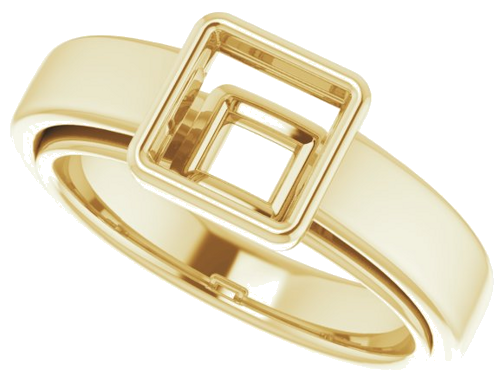 14K Yellow  6 mm Square Solitaire Engagement Ring Mounting (5)