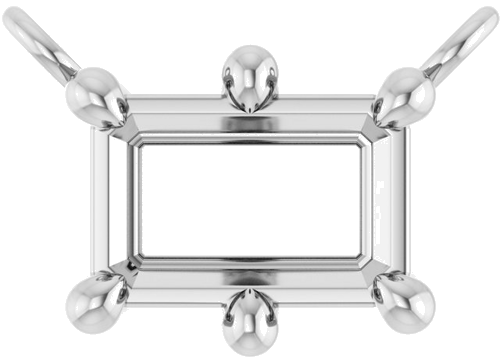 14K White 6x4 mm Emerald 6-Prong Necklace Center (1)