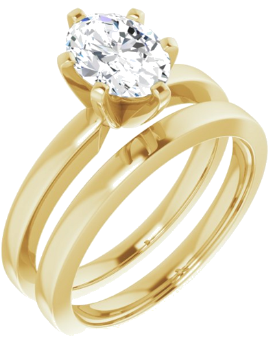 Sužadėtuvių Žiedas „Solitaire“ 585 Geltonojo Aukso Oval 8mm x 6mm (6)