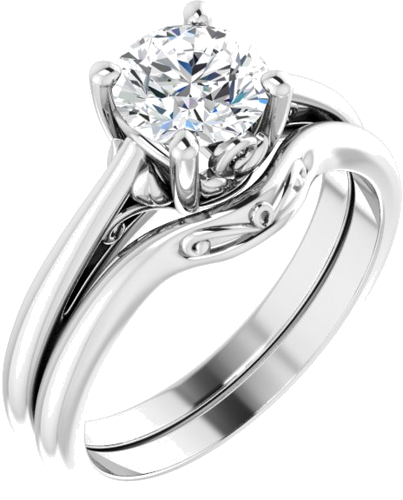 Sužadėtuvių Žiedas „Solitaire“ 585 Baltojo Aukso Round 6.5mm (6)