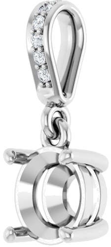 14K White 6.5 mm Round .03 CTW Natural Diamond Semi-Set Pendant (2)