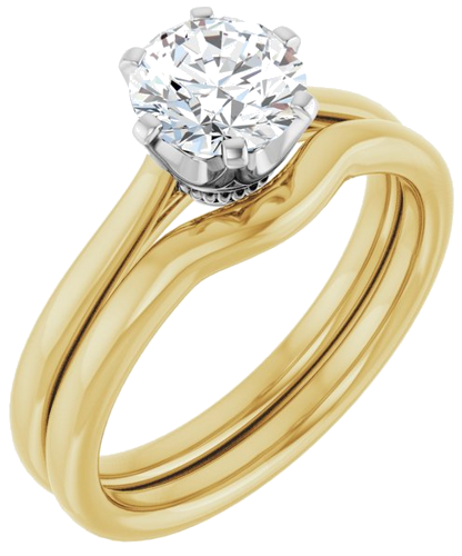 Sužadėtuvių Žiedas „Solitaire“ 585 Baltojo Ir Geltonojo Aukso Round 6.5mm (6)
