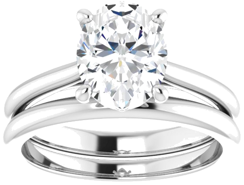 14K White 9x7 mm Oval Solitaire Engagement Ring Mounting (8)