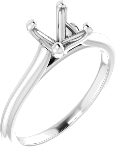 14K White 6 mm Cushion Solitaire Engagement Ring Mounting (1)