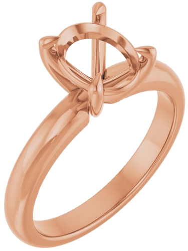 Sužadėtuvių Žiedas „Solitaire“ 585 Rožinis Aukso Oval 9mm x 7mm (1)