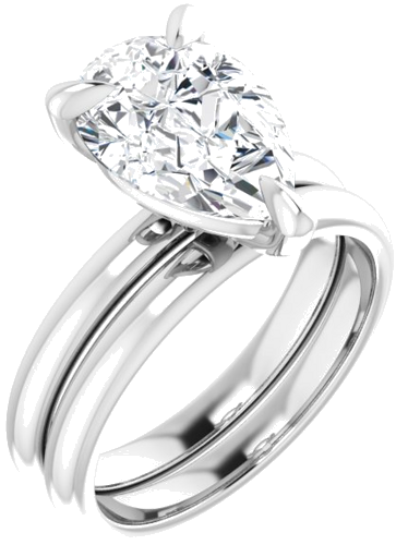 Sužadėtuvių Žiedas „Solitaire“ 585 Baltojo Aukso Pear Shape 12mm x 8mm (6)
