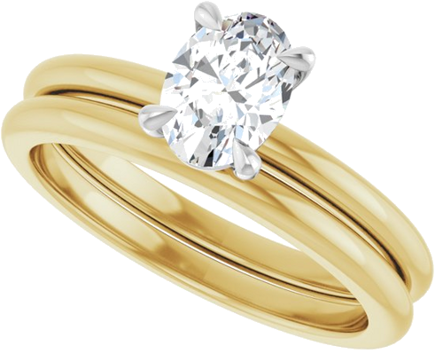 14K Yellow White 7x5 mm Oval Solitaire Engagement Ring Mounting (10)