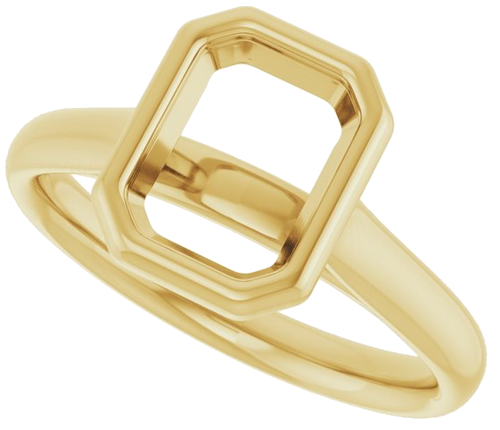 Sužadėtuvių Žiedas „Bezel-Set Solitaire“ 417 Geltonojo Aukso Emerald 8mm x 6mm (5)