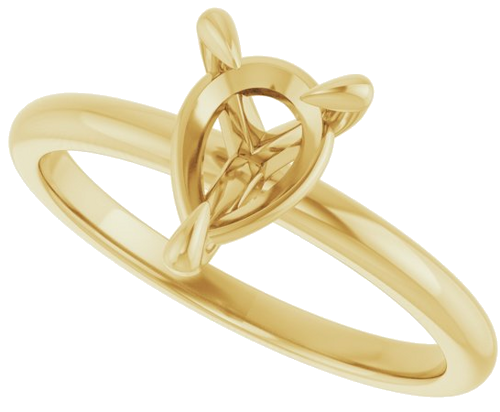 14K Yellow  8x6 mm Pear Solitaire Engagement Ring Mounting (5)
