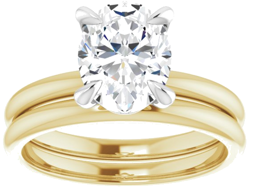 Sužadėtuvių Žiedas „Solitaire“ 750 Baltojo Ir Geltonojo Aukso Oval 9mm x 7mm (8)