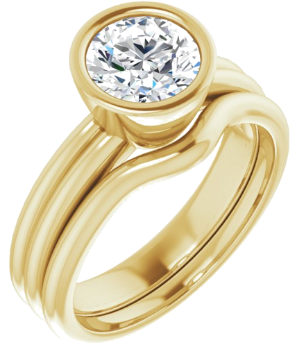 Sužadėtuvių Žiedas „Bezel-Set Solitaire“ 585 Geltonojo Aukso Round 7mm (6)