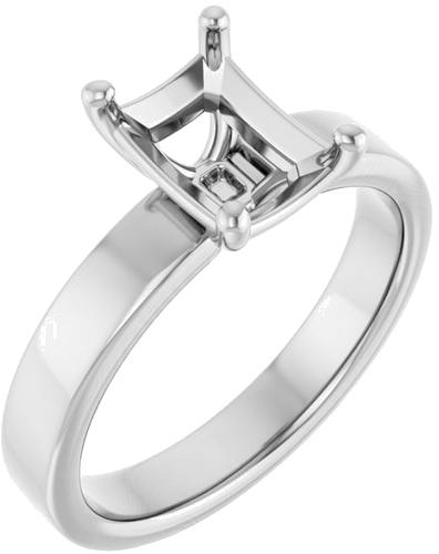 14K White 8x6 mm Emerald Solitaire Engagement Ring Mounting (1)