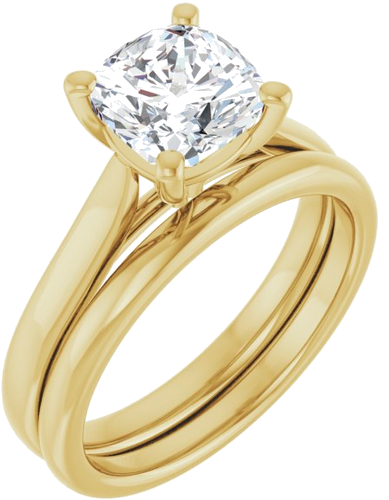 Sužadėtuvių Žiedas „Solitaire“ 585 Geltonojo Aukso Cushion 7mm (6)
