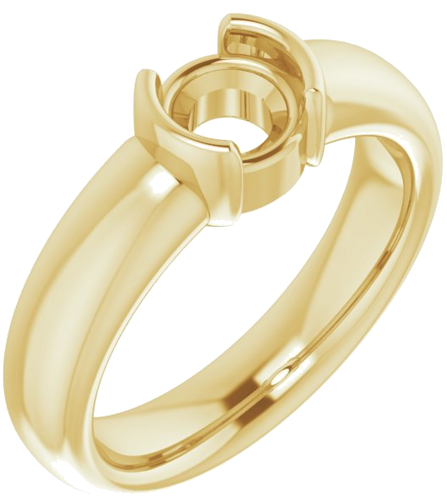 14K Yellow 5.8 mm Round Half Bezel Solitaire Engagement Ring Mounting (1)