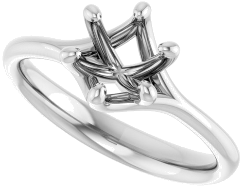 14K White 6.5 mm Round Engagement Ring Mounting (5)