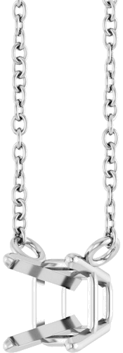 14K White 5 mm Square Solitaire 18   Necklace Mounting (2)