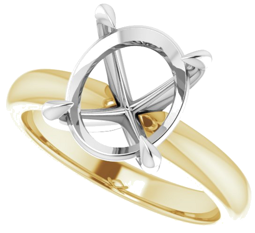 Sužadėtuvių Žiedas „Solitaire“ 585 Baltojo Ir Geltonojo Aukso Oval 11mm x 9mm (5)