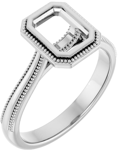 Sužadėtuvių Žiedas „Solitaire“ 585 Baltojo Aukso Emerald 7mm x 5mm (1)