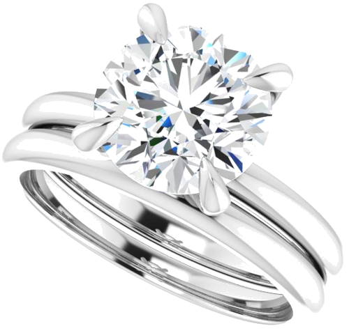 Sužadėtuvių Žiedas „Solitaire“ 585 Baltojo Aukso Round 8.8mm (10)