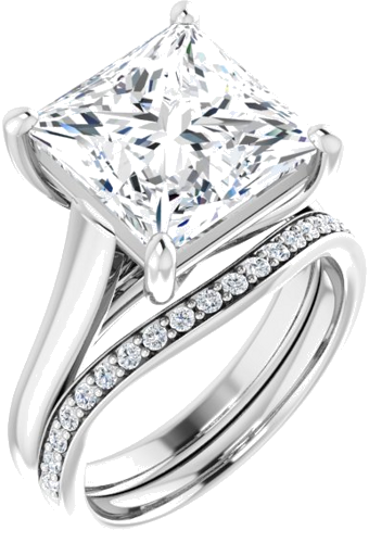 Sužadėtuvių Žiedas „Solitaire“ 585 Baltojo Aukso Square 10mm (6)