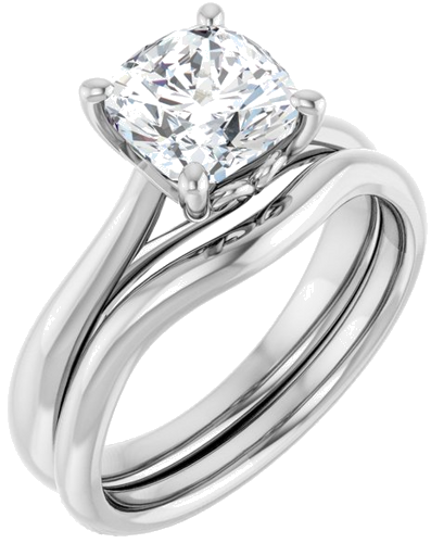 14K White  7 mm Cushion Solitaire Engagement Ring Mounting (6)