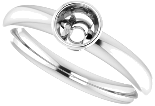 Sužadėtuvių Žiedas „Bezel-Set Solitaire“ 585 Baltojo Aukso Round 4.4mm (5)