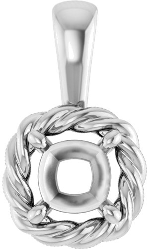 Pakabukas „Rope“ 585 Baltojo Aukso Cushion 5mm (1)