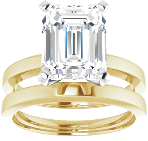 14K Yellow White 10x8 mm Emerald Solitaire Engagement Ring Mounting (8)