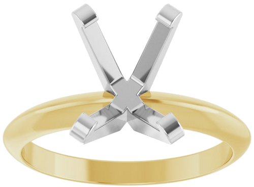 14K Yellow White 8.5x6.5 mm Emerald Solitaire Engagement Ring Mounting (3)