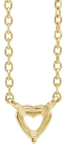 14K Yellow 4x4 mm Heart Solitaire 16-18  Necklace Mounting (4)