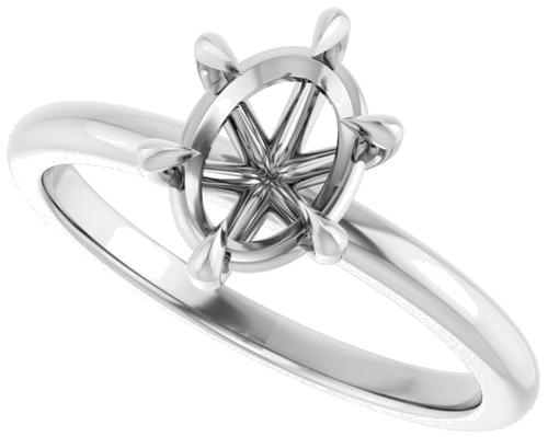 Sužadėtuvių Žiedas „Solitaire“ 585 Baltojo Aukso Oval 8mm x 6mm (5)